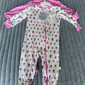 Baby Floral and Polka Dot Footie Set
